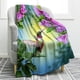 thumbnail image 1 of Jekeno Colibrí manta floral regalos para mujeres niños niñas flores rosas pájaro decoración del hogar dormitorio suave y acogedora manta de felpa ligera de 59.8 x 79.9 in, 1 of 1