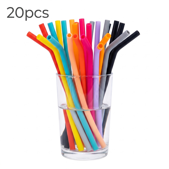 ROSEXIXI Silicone Drinking Straws 20Pcs Reusable Silicone Simply Juice Straws Flexible Drinking Accessories Small Bent Silicone Pipe For Drinks Juice Cups And Drink Dispensers For Parties