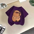 thumbnail image 4 of Suilloe Toddler Girls T-Shirt Short Sleeve Capybara Print Round Neck Tee Kids Girls Daily Wear School Outdoor Play Comfortable T-Shirts,8 -10 Years, 4 of 4
