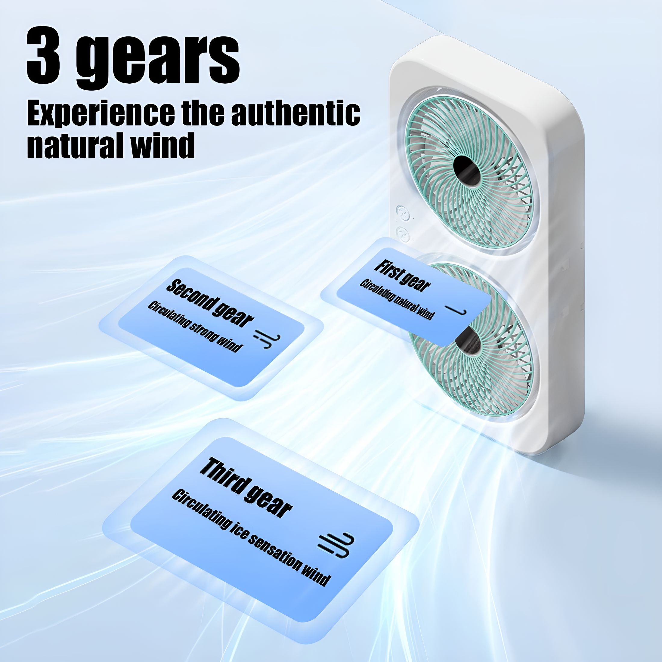 HIBIBUD 2026 New Window Fan for Bedroom,3 Speed Dual Fans Desktop Portable Fan,High Wind Power Fan for Home Office Camping and Bedroom Use for Home, Office, Travel, Camping, Outdoor, Dorms