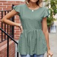 thumbnail image 4 of Mittory Women's Peplum Tops Tie Flutter Short Sleeve Blouse Eyelet Peasant Lace Top, 4 of 7