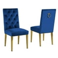 thumbnail image 1 of Velvet Tufted Side Chairs in Navy Blue with Gold Chrome Legs (Set of 2), 1 of 2
