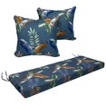 thumbnail image 2 of SHANNA Outdoor Bench Cushion with 2 Pillowcase, Waterproof Garden Bench Cushions for Outdoor Furniture, Patio Porch Swing Replacement Seat Pad with Ties, Blue Leaves, 60"x20"x3", 2 of 12
