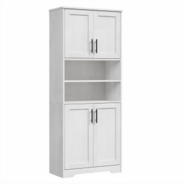 1 Mdf, Glass 4-Door 2-Compartment Storage Cabinet