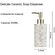thumbnail image 2 of Dispensador de jabón de manos para baño, dispensador de jabón líquido de 10 oz para cocina, botella dispensadora de loción de jabón recargable moderna de cerámica para decoración (oro blanco), 2 of 4