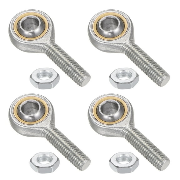 4 Packs SA10T/K 10mm Rod End Bearing M10x1.5 Male Left Hand Thread, Self-Lubricating Rod End with Jam Nuts