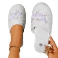 thumbnail image 3 of Chinese Slippers for Women Velvet Embroidered Closed Toe House Shoes Indoor Outdoor Non Slip Sole All Seasons Flat Comfortable Mule Slippers White 41, 3 of 9