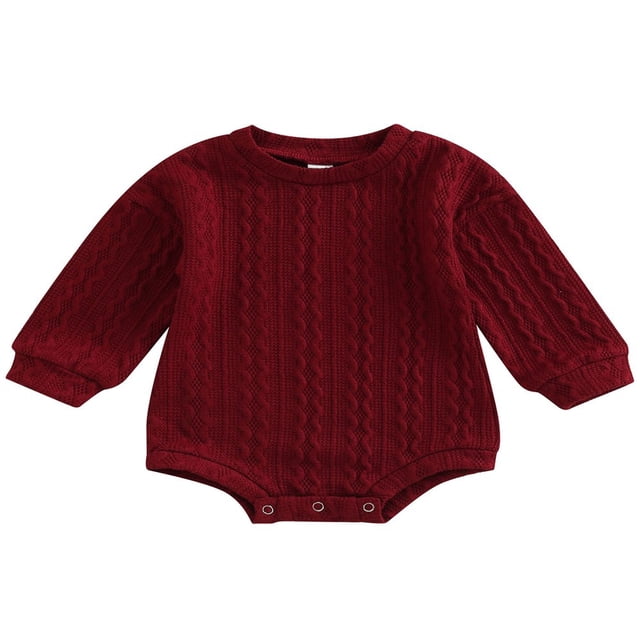 Barboteuse pour Bébé Manches Longues Justaucorps Tricoté Automne Hiver Hauts Chauds