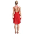 thumbnail image 2 of iefiel Robe de Danse Lyrique pour Femmes avec Strass Robe Asymétrique Jupe en Chiffon Fluide en Tulle Rouge P, 2 of 7