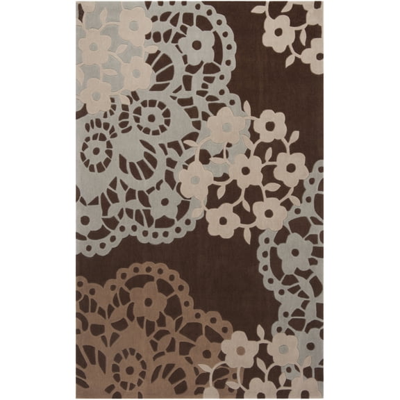 SAFAVIEH Modern Art Joey Floral Polyester Area Rug, Brown/Multi, 9' x 12'