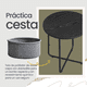 thumbnail image 4 of VASAGLE Mesa Auxiliar, Mesa Lateral Redonda con Cesta de Tela, Mesita de Noche, Estilo Moderno, Negro Ébano y Gris Pizarra, 4 of 4