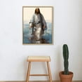 thumbnail image 4 of Nawypu Framed Jesus Wall Art Jesus Decor Walking In The Water Canvas Christian Religious Jesus Canvas Wall Decoration Bible Picture Poster Printing Living Room Painting Bedroom Church Ready To Hang, 4 of 4