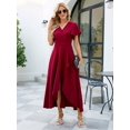 thumbnail image 5 of Women'S Long Formal Dresses Split Elegant V Neck Wrap Ruffle Wedding Guest Dresses Wine Red XXL, 5 of 9