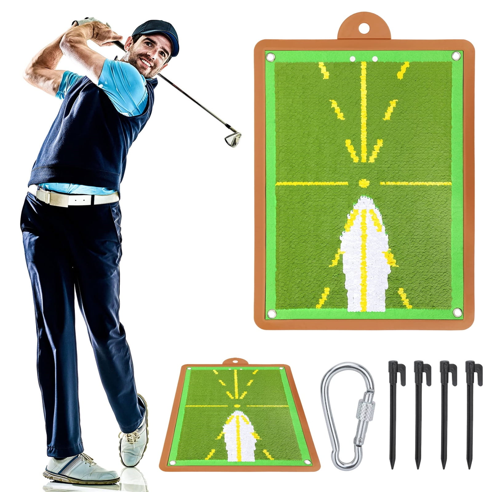 Golf Training Aid Mat for Swing Detection Batting Golf Hitting Mat Path