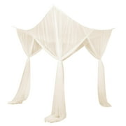 4 Hanging Bed Canopy Curtain Drape Bedding Net - Beige, 210x190x24cm