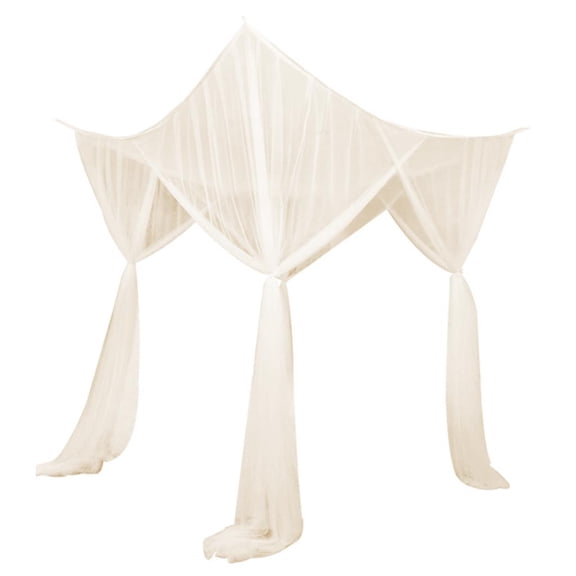 veasfak European 4 Post Bed Canopy Drape Single Twin Beds Net Beige