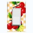 thumbnail image 1 of Metal Light Switch Plate Cover Gingham Cranberry Fruit Leaf Picnic Yellow FUT003, 1 of 13