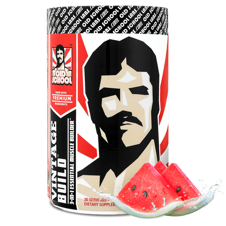 OLD SCHOOL VINTAGE BUILD – Naturally Flavored BCAA, Creatine, Glutamine, Post-Workout, Lean Muscle Building Recovery Powder, Electrolytes, Juicy Watermelon, 100% Vegan, Artificial Sweetener Free