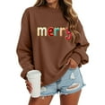 thumbnail image 6 of zaveiop Women's Christmas Sweatshirt Crewneck Sweatshirts Funny Graphic Shirts Letter Printed Pullover Xmas Tops (Z6-Brown, 3XL), 6 of 6