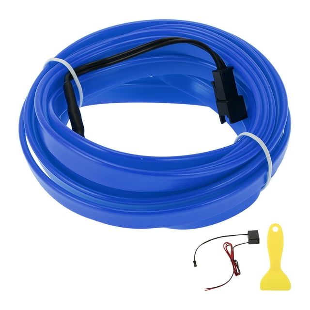 Cuerda de luz LED EL de 4m Unique Bargains, tira de luz de neón flexible para iluminación interior de automóviles, controlador de cableado (12v) azul