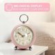 thumbnail image 5 of (Rosa) Reloj despertador analógico retro, reloj despertador de dos campanas sin tictac, retro, funciona con pilas, reloj de escritorio de cuarzo con luz de noche, para niños, para un sueño profundo, 5 of 5