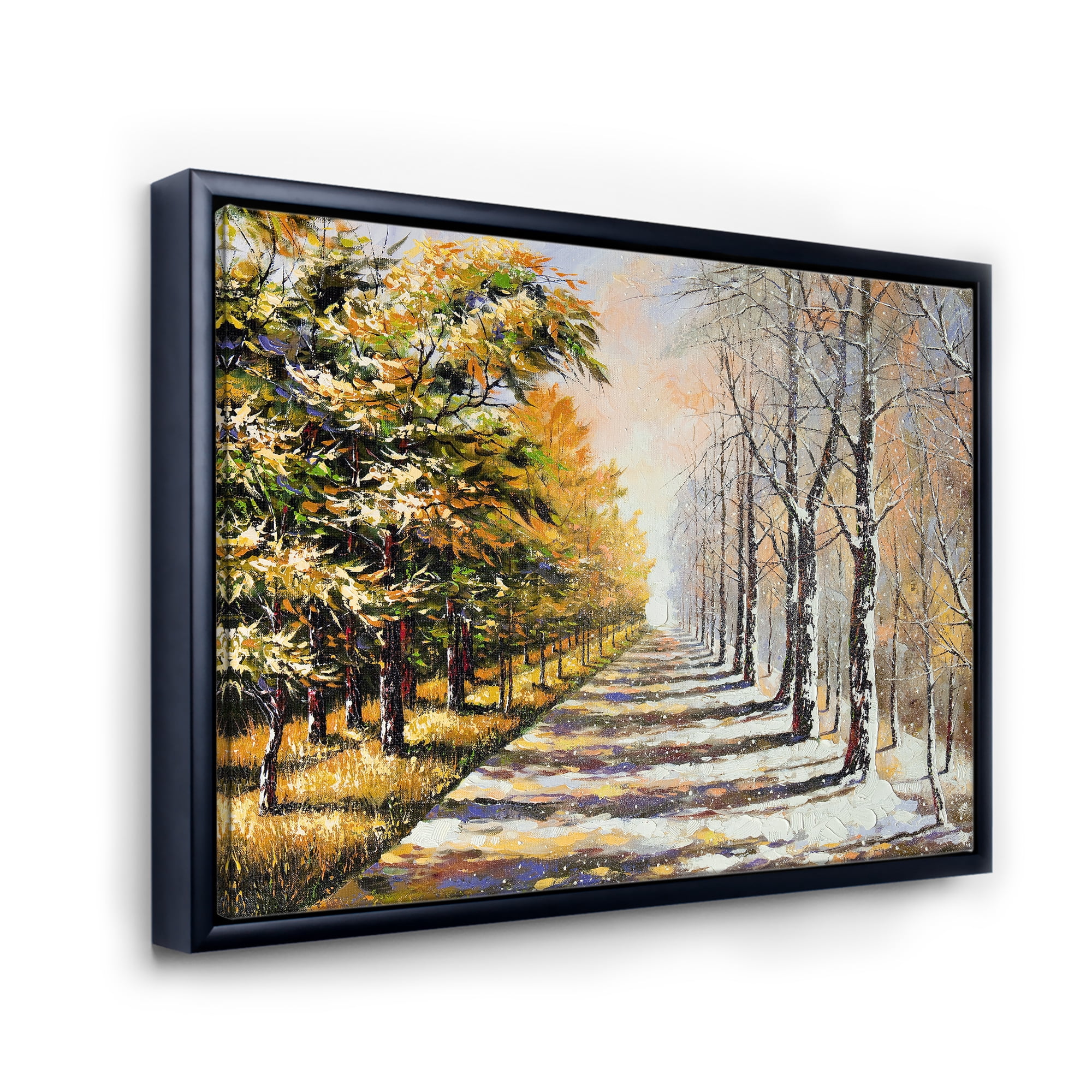 Designart 'Allegory On Theme Autumn and Winter' Traditional Framed Canvas Wall Art Print