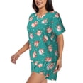 thumbnail image 2 of Fuzoiu Funny Christmas Deer Print Women's Short-Sleeved Pajama Set,Lounge Sleepwear Set,Womens Pajama Sets 2 Piece,Button-Up Top and Shorts with Pockets-X-Large, 2 of 7