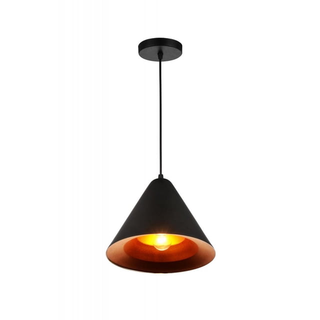 CWI Lighting 1 Light Down Pendant with Black & Gold finish