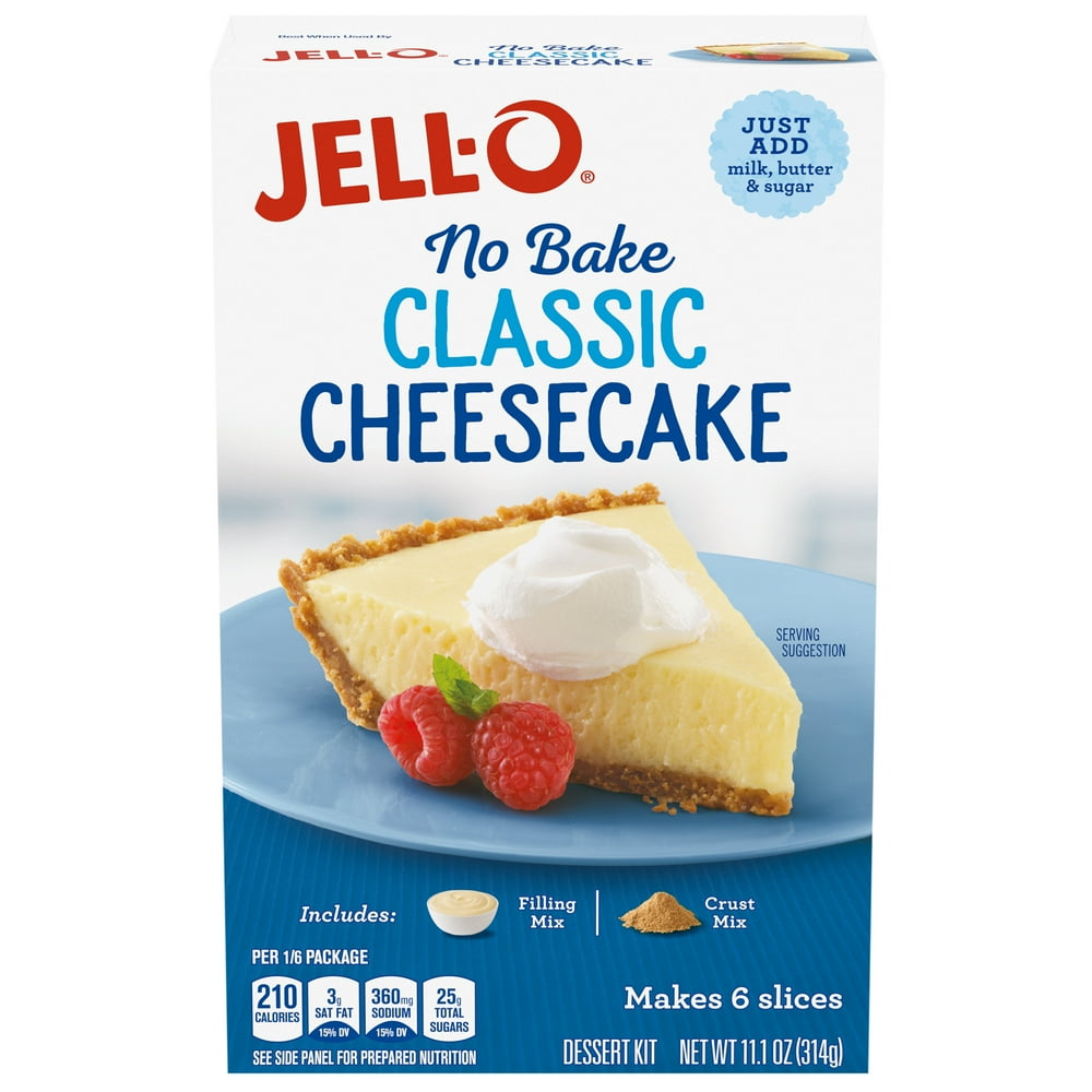 JellO No Bake Classic Cheesecake Dessert Kit with Filling Mix & Crust