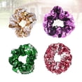 thumbnail image 3 of 4pcs Lentejuelas Anillos para el cabello Moda Lazos para el cabello Cuerda para el cabello brillante Banda para el cabello Mujeres Tocado (Verde + Oro + Rosa + Rosa roja), 3 of 6