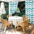 thumbnail image 6 of Outdoor Curtains for Patio Waterproof, Geometric Striped Pattern Grommet Gazebo Curtains Drapes for Porch, Pergola,Backyard,Outside, 2 Privacy Panels 54 x 84 Inch, Aqua White Wave Pattern, 6 of 9