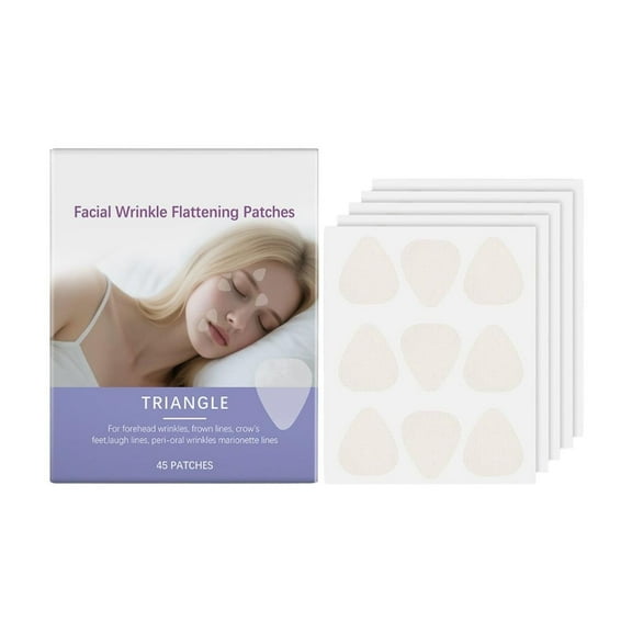 HHBEAUTY Triangle Wrinkle Patches for Face Overnight - Facial Patches for Elevens, Crows Feet and More, 45PCS Face Tape