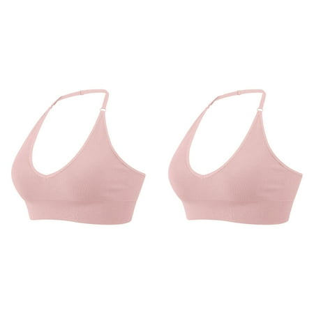 (2-Pack) Rinsvye Women s Halterneck Sports Bra Bras for Women Strapless Backless Deep V Neck Womens Bras Pack Sports Bustier Padded Sexy Womens Bras Push Up Gym Push Up Bra Backless Adjustable Strap