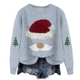 thumbnail image 2 of BODOAO Christmas Sweater for Women Cute Santa Xmas Sweatshirts Novelty Funny Long Sleeve Creweck Knit Sweaters Knitted Pullover Funny Graphic Fall Casual Loose Fit Tops 2025 Light blue S, 2 of 4