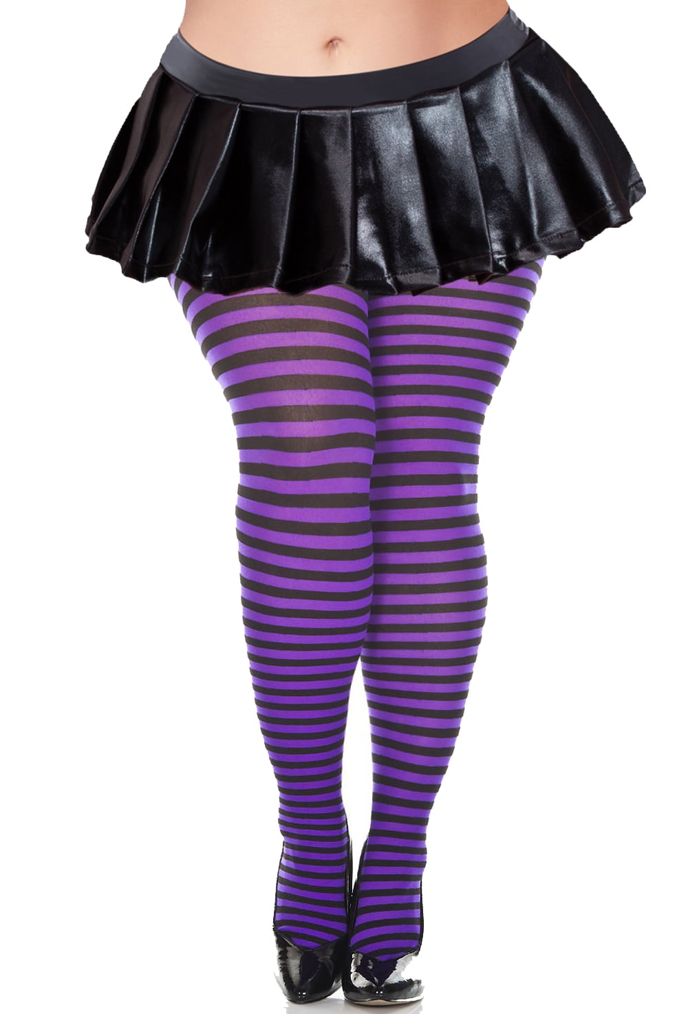 Opaque Tights One Size Fits Most Womens Opaque Wide Striped Tights 