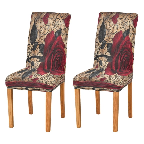 BZSMCE Chairs Slipcovers Dining Chair Covers Red Rose Pattern Creative Pattern