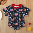 thumbnail image 2 of Tfken Boys Jumpsuit For Summer Short Sleeve Print Crew Neck Romper Casual For Independence Day Infant Smooth Onesie Blue Size 6-12 Months, 2 of 8