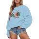 thumbnail image 1 of Sudadera sin capucha Gibobby Journey para mujer estampado navideño Color liso Aqua L, 1 of 3
