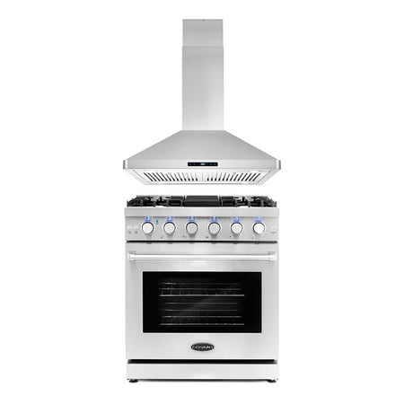 Cosmo 2 Piece Kitchen Appliance Packages with 30  Freestanding Gas Range Kitchen Stove & 30  Island Range Hood Kitchen Hood Kitchen Appliance Bundles