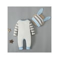 thumbnail image 3 of Jxzom Newborn Baby Boy Girl My 1st Easter Outfit Long Sleeve Bunny Letter Romper Rabbit Hat 2Pcs Clothes Set, 3 of 7