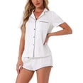 thumbnail image 1 of INSPIRAR CHIC Conjuntos de Pijamas de Satén para Mujeres Ropa de Noche Pijamas Tops con Pantalones Cortos Conjuntos de Lounge L Blanco-1, 1 of 6