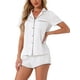 thumbnail image 1 of INSPIRAR CHIC Conjuntos de Pijamas de Satén para Mujeres Ropa de Noche Pijamas Tops con Pantalones Cortos Conjuntos de Lounge L Blanco-1, 1 of 6