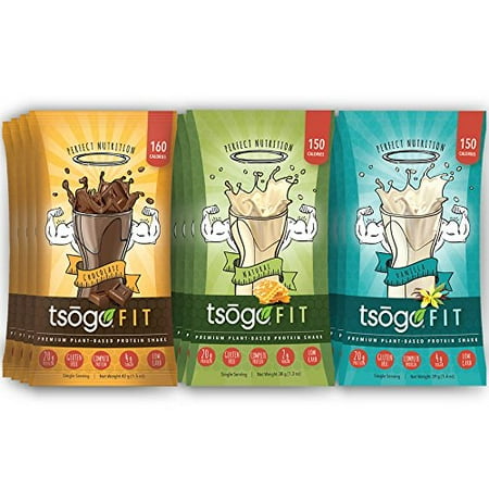 Sox Fiber - Tsogo Fit Variety 12 Pack, Chocolate, Vanilla & Natural Flavors, Soy Free, Gluten Free & Dairy Free, High Fiber & Protein, Low Calories & Carbs, Meal Replacement Shake (1 Box-12 Single Servings)