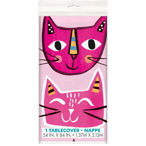 Pink Cat Plastic Table Cover