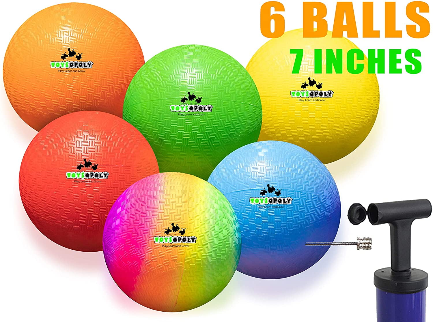 6 Pcs 7 Inch Dodge Ball Playground With Hand Pump Different Sizes DodgeBalls 