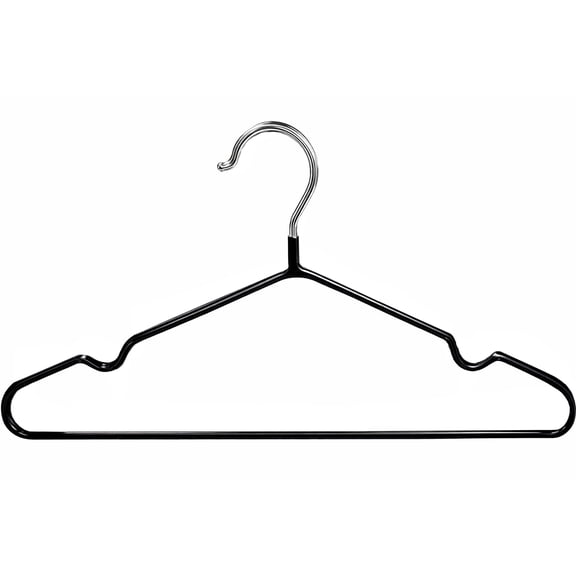 Simpli Furnished Non-Slip Rubber-Coated Hangers for Clothes, 16"w X 8"h, 120-Pack, Black