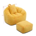 thumbnail image 6 of SESSLIFE Oversized Faux Fur Bean Bag Chair with Footstool, Giant Bean Bag Chair for Adults, Shell Shape Bean Bag Couch, Floor Sofa for Gaming Reading Living Room, Yellow, 6 of 10