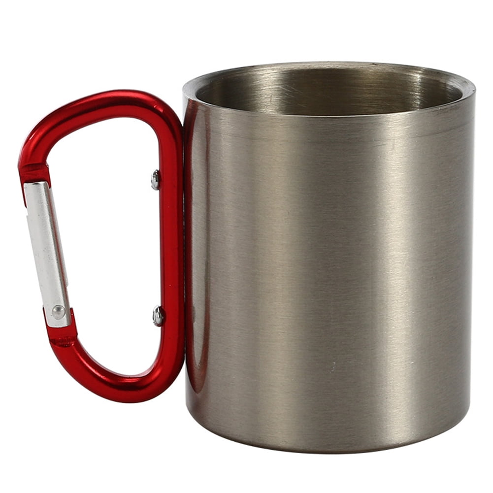 Stainless Steel Cup Camping Hiking Climbing Travel Outdoor Cup with Carabiner Hook