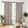 thumbnail image 2 of Buffalo Check Plaid Curtains for Living Room, Bedroom Farmhouse Gingham Style  Texture Rod Pocket Semi Curtain Drapes, Brown, 52 x 84 Inch(2 Panels), 2 of 6