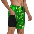 thumbnail image 2 of Naloa St Patrick's Day2 Print Men Swim Trunks with Compression Liner ,Board Shorts,Men's Swim Shorts with Drawstring and Elastic Waistband-3X-Large, 2 of 6